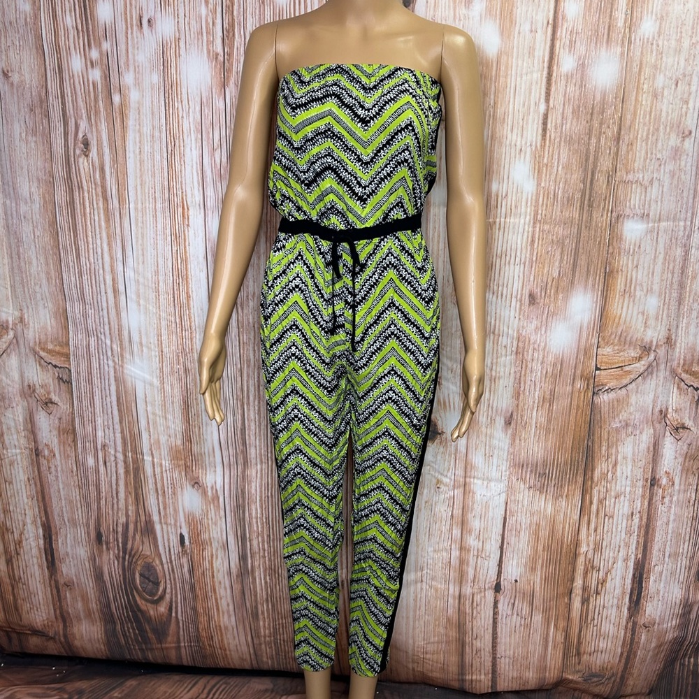 Eye Candy Strapless Chevron Print Jumpsuit